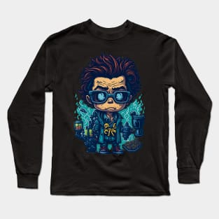 Chibi Style Mad Scientist Long Sleeve T-Shirt